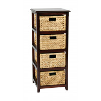 OSP Home Furnishings SBK4514A-ES Seabrook Four-Tier Storage Unit With Espresso Finish and Natural Baskets